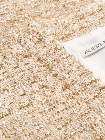 Shop Alessandra Rich Metallic Tweed Gown Dress In Neutrals