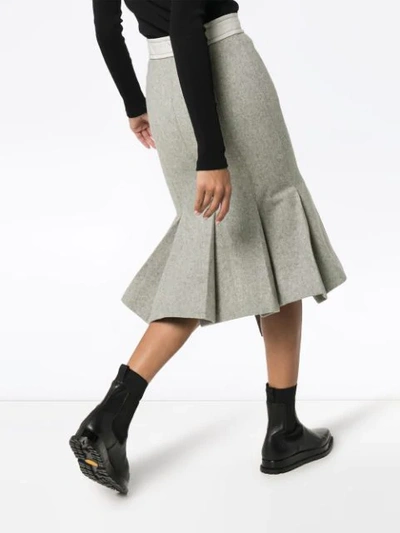 Shop Sacai Flared-hem Midi Skirt In Grey