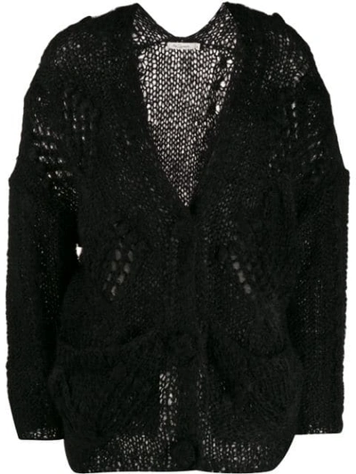Shop Mes Demoiselles Chunky Knit Cardigan In Black