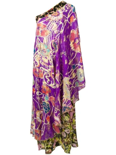 Shop Dundas One Shoulder Long Dress In Purple