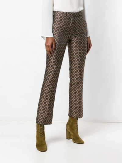 Shop Etro Geometric Jacquard Trousers In Brown