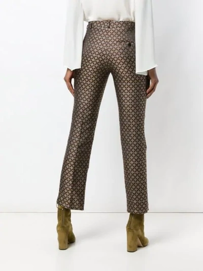 Shop Etro Geometric Jacquard Trousers In Brown