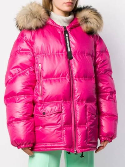 Shop As65 Hooded Puffer Coat In Pink
