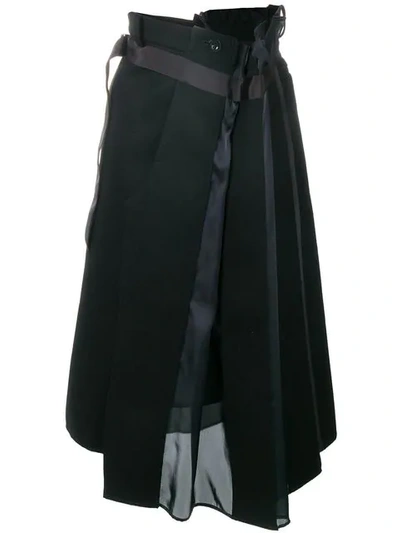 Shop Sacai Asymmetric Midi Skirt In Black