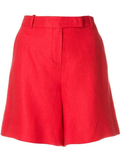 Shop Loro Piana Front Zip Flat Front Shorts In Red