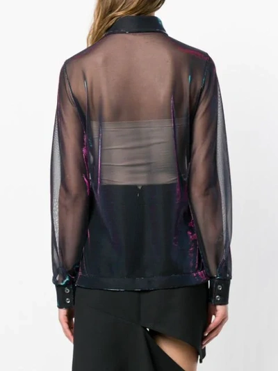 Shop Maison Margiela Sheer Reflective Shirt In Blue