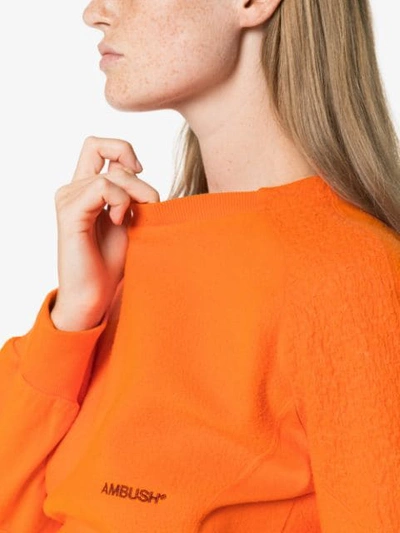 Shop Ambush Logo-embroidered Fleece Sweatshirt In Orange