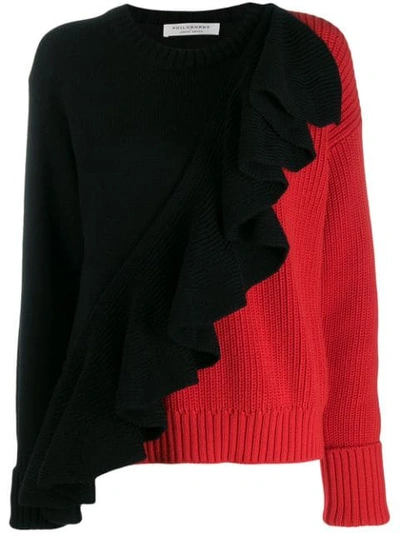 Shop Philosophy Di Lorenzo Serafini Ruffled Colour Block Jumper In Black