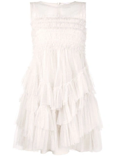 Shop Red Valentino Flounced Tulle Dress - Neutrals