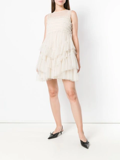 Shop Red Valentino Flounced Tulle Dress - Neutrals