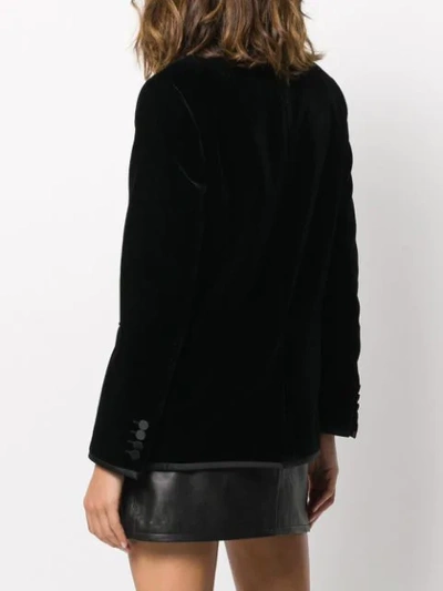Shop Saint Laurent Velvet Shoulder Pads Blazer In Black