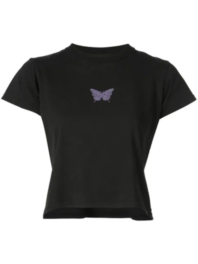 Shop Sandy Liang Luna Cropped T-shirt In Black