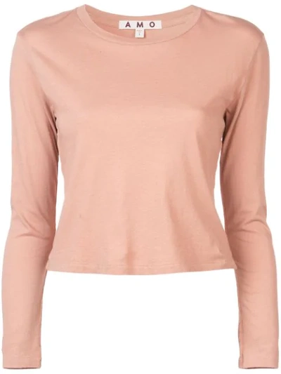 Shop Amo Fitted Long Sleeved Top - Neutrals
