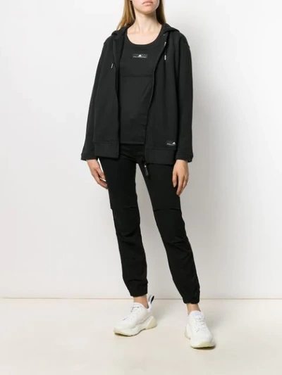 Shop Adidas By Stella Mccartney Zip Front Hoodie In Black