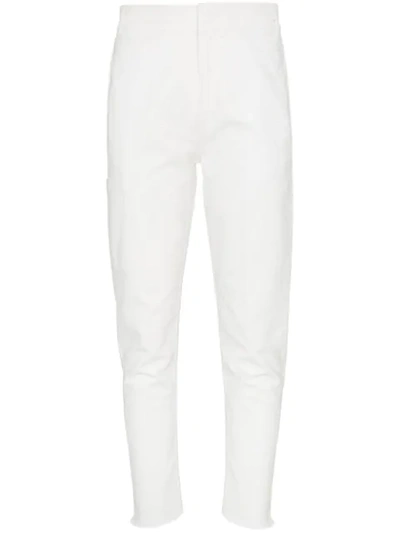 Shop Haider Ackermann Raw-hem Tapered Trousers In White