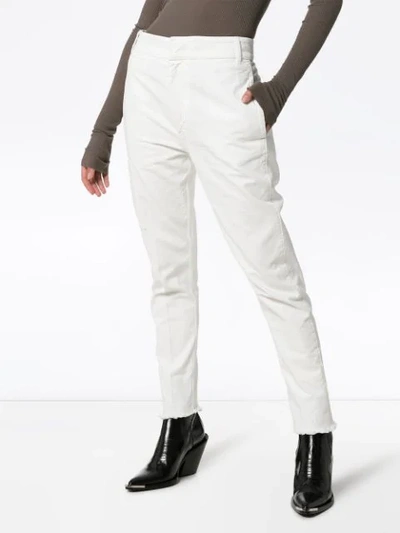 Shop Haider Ackermann Raw-hem Tapered Trousers In White