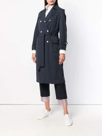 Shop Thom Browne Nylon Shell Trench Coat In Blue