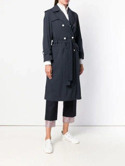 Shop Thom Browne Nylon Shell Trench Coat In Blue