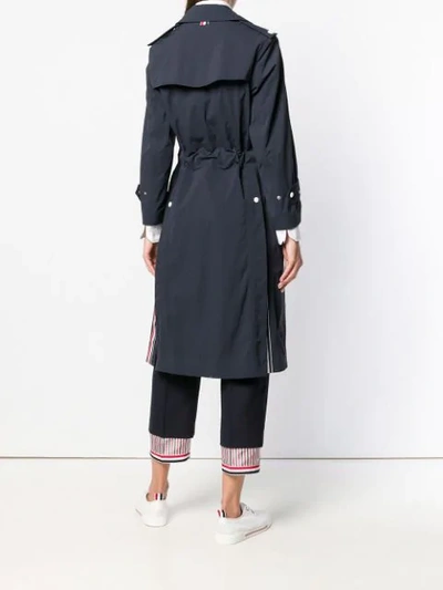 Shop Thom Browne Nylon Shell Trench Coat In Blue