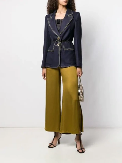 Peter Pilotto Single-breasted Braid-trimmed Tweed Jacket In Blue