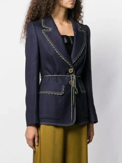 Peter Pilotto Single-breasted Braid-trimmed Tweed Jacket In Blue