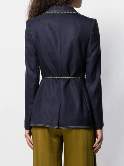Peter Pilotto Single-breasted Braid-trimmed Tweed Jacket In Blue