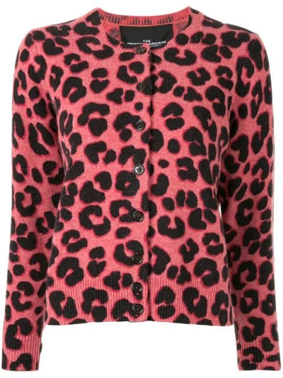 Shop Marc Jacobs Leopard Print Knitted Cardigan In 650 Pink