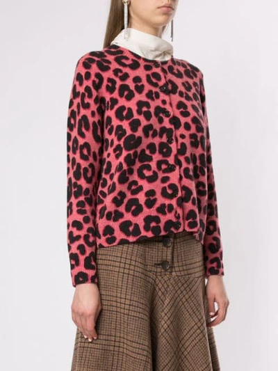 Shop Marc Jacobs Leopard Print Knitted Cardigan In 650 Pink