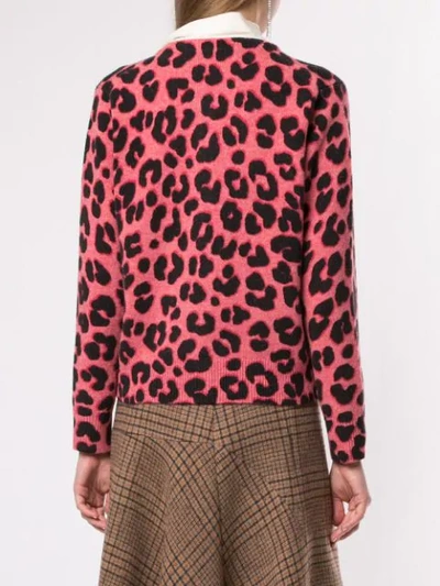 Shop Marc Jacobs Leopard Print Knitted Cardigan In 650 Pink