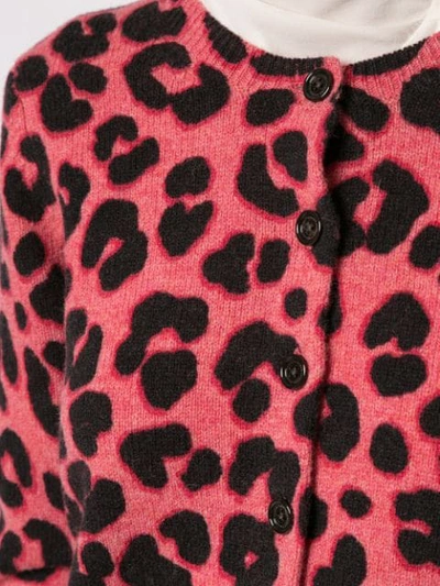 Shop Marc Jacobs Leopard Print Knitted Cardigan In 650 Pink