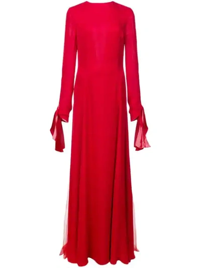 Shop Carolina Herrera Tie Wrist Maxi Dress - Red