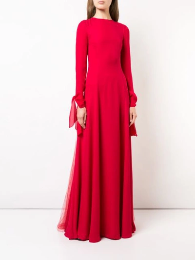 Shop Carolina Herrera Tie Wrist Maxi Dress - Red