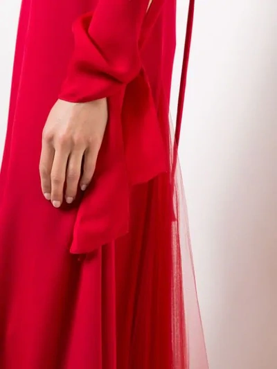 Shop Carolina Herrera Tie Wrist Maxi Dress - Red