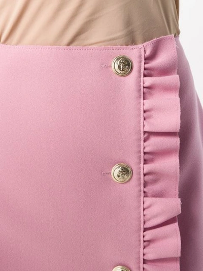 Shop Msgm Ruffle Trim Skirt - Pink