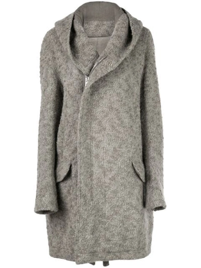 Shop Rick Owens Oversized Hooded Midi Coat In Grey