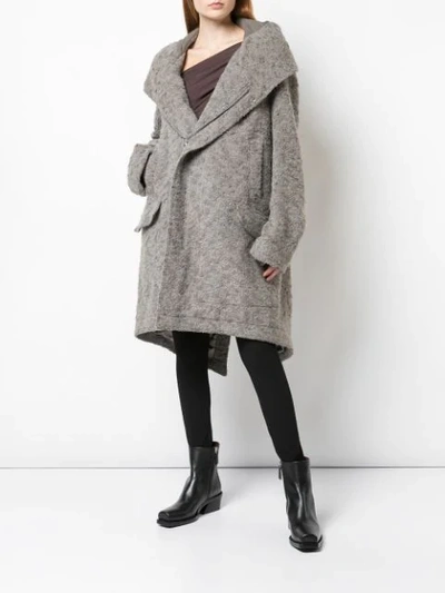Shop Rick Owens Oversized Hooded Midi Coat In Grey