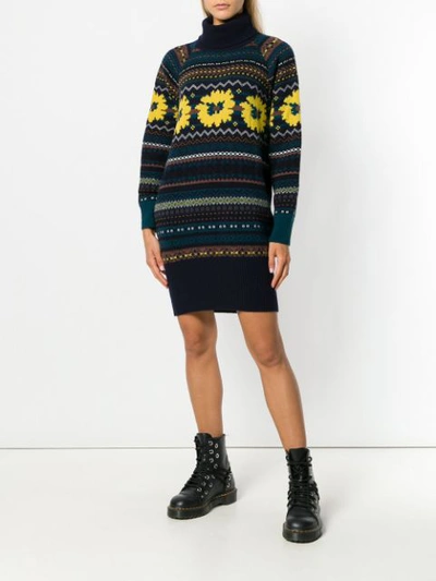 Shop Sacai Open Back Roll Neck Sweater In Blue
