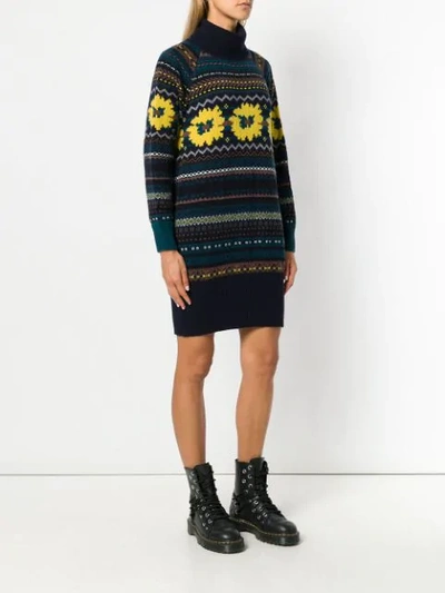 Shop Sacai Open Back Roll Neck Sweater In Blue