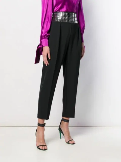 Shop Pinko Mirrored High-waisted Trousers In Black