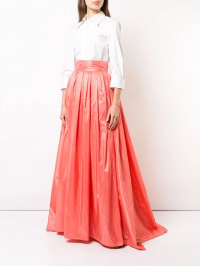 Shop Carolina Herrera High Waisted Organza Skirt In Pink