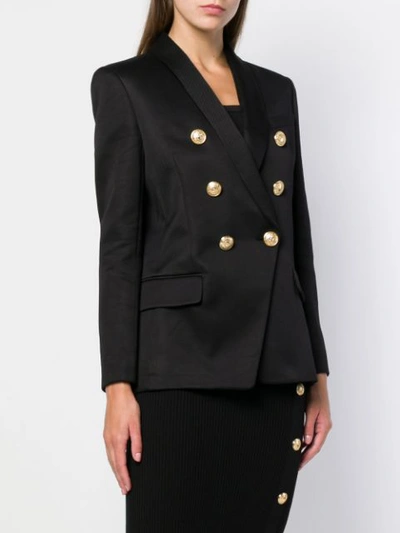 Shop Balmain Navy-inspired Blazer In Black