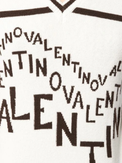 Shop Valentino Logo Intarsia Jumper In Neutrals