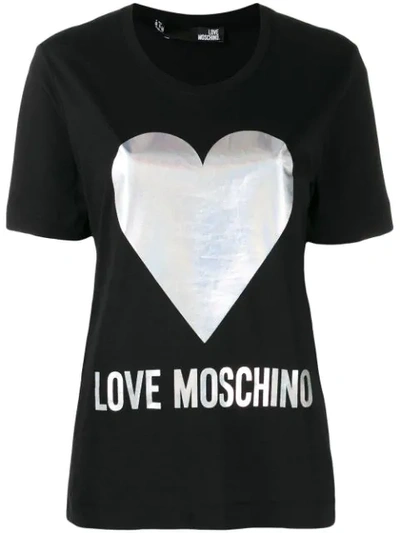 Shop Love Moschino Heart Print T-shirt In Black