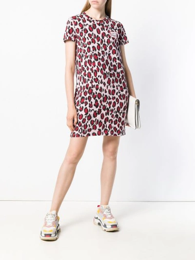 Shop Kenzo Leopard Print T-shirt Dress - Pink