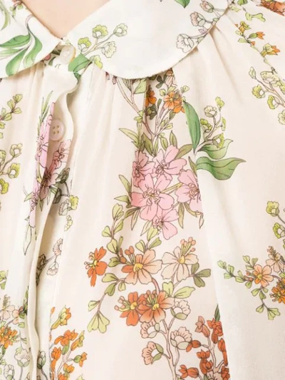 Shop Giambattista Valli Floral Embroidered Silk Blouse In Neutrals