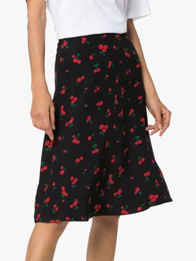 Shop Hvn Wiona Cherry Print Skirt In Black