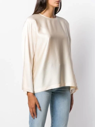 Shop Semicouture Flared Long-sleeve Blouse In Neutrals