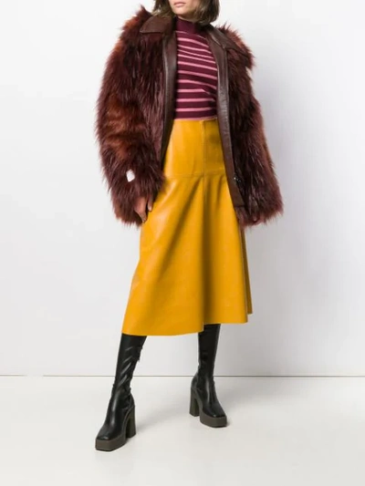 Shop Stella Mccartney Faux Fur Bomber Jacket In Red