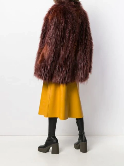 Shop Stella Mccartney Faux Fur Bomber Jacket In Red