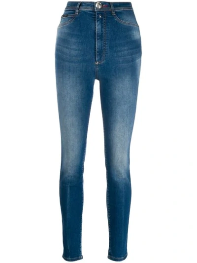 Philipp Plein High Waist Jeggings In Blue